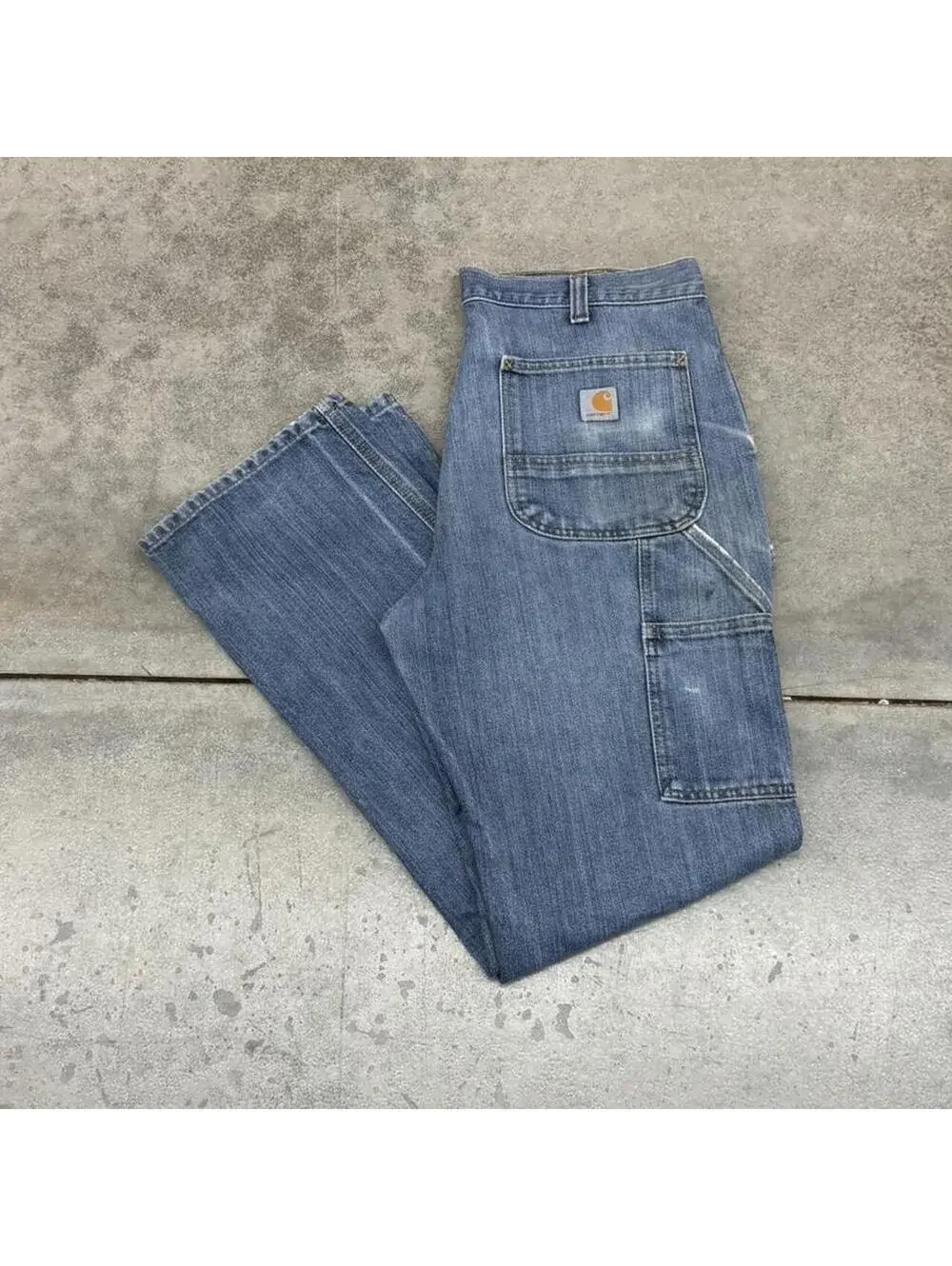 vintage carhartt faded blue relaxed baggy fit jeans size 34 x 32